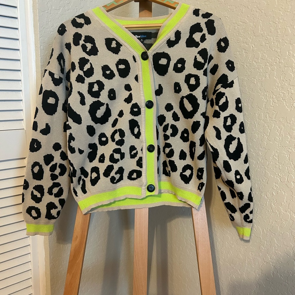 Alice Blue Leopard Print Cardigan - Black and Cream